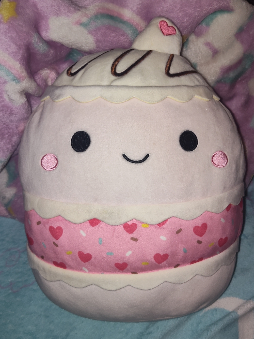 Squishmallows Pink White Heart Cupcake Plush